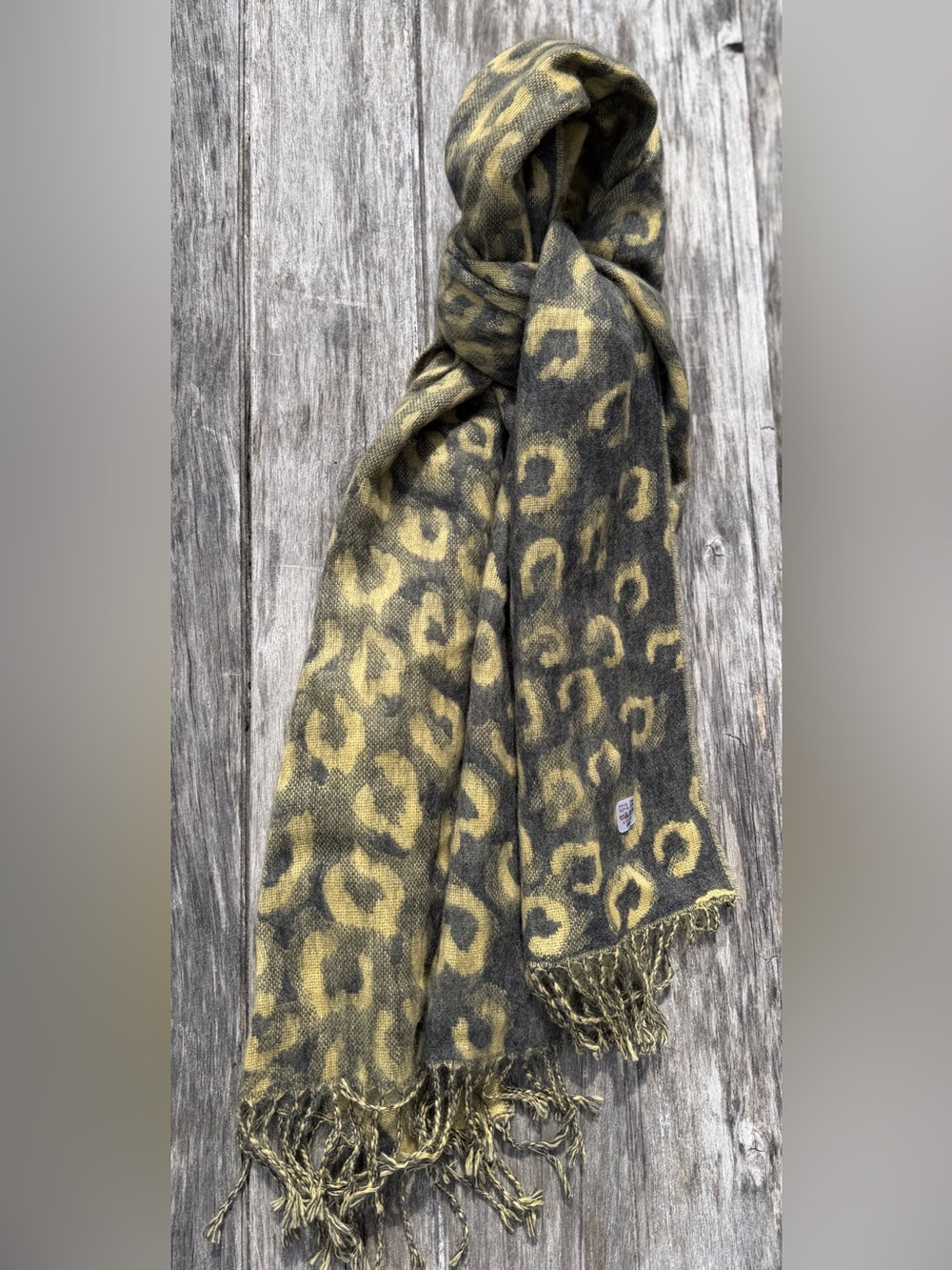 Leopard Reversible Scarf Animal Print Black Yellow Cheetah